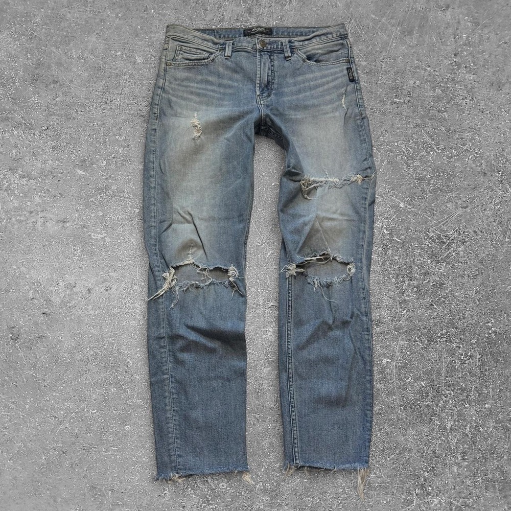 Silver Jeans Co Mom Jeans Distressed Blue Denim W28 L27 L28325SBA278